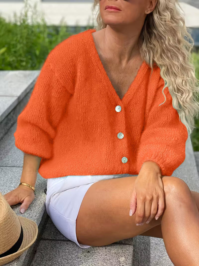 Fabiola | Langärmeliger Strickpullover Mit Knöpfen