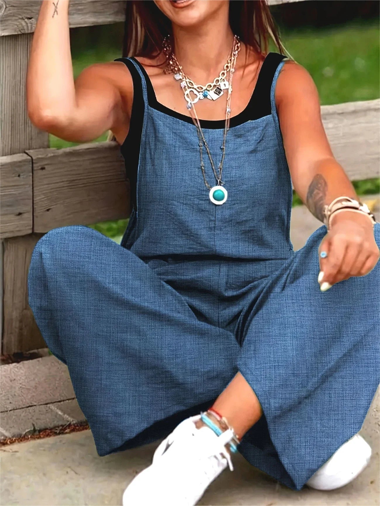 Annia™ – Weit geschnittene Jumpsuit-Latzhose mit Taschen