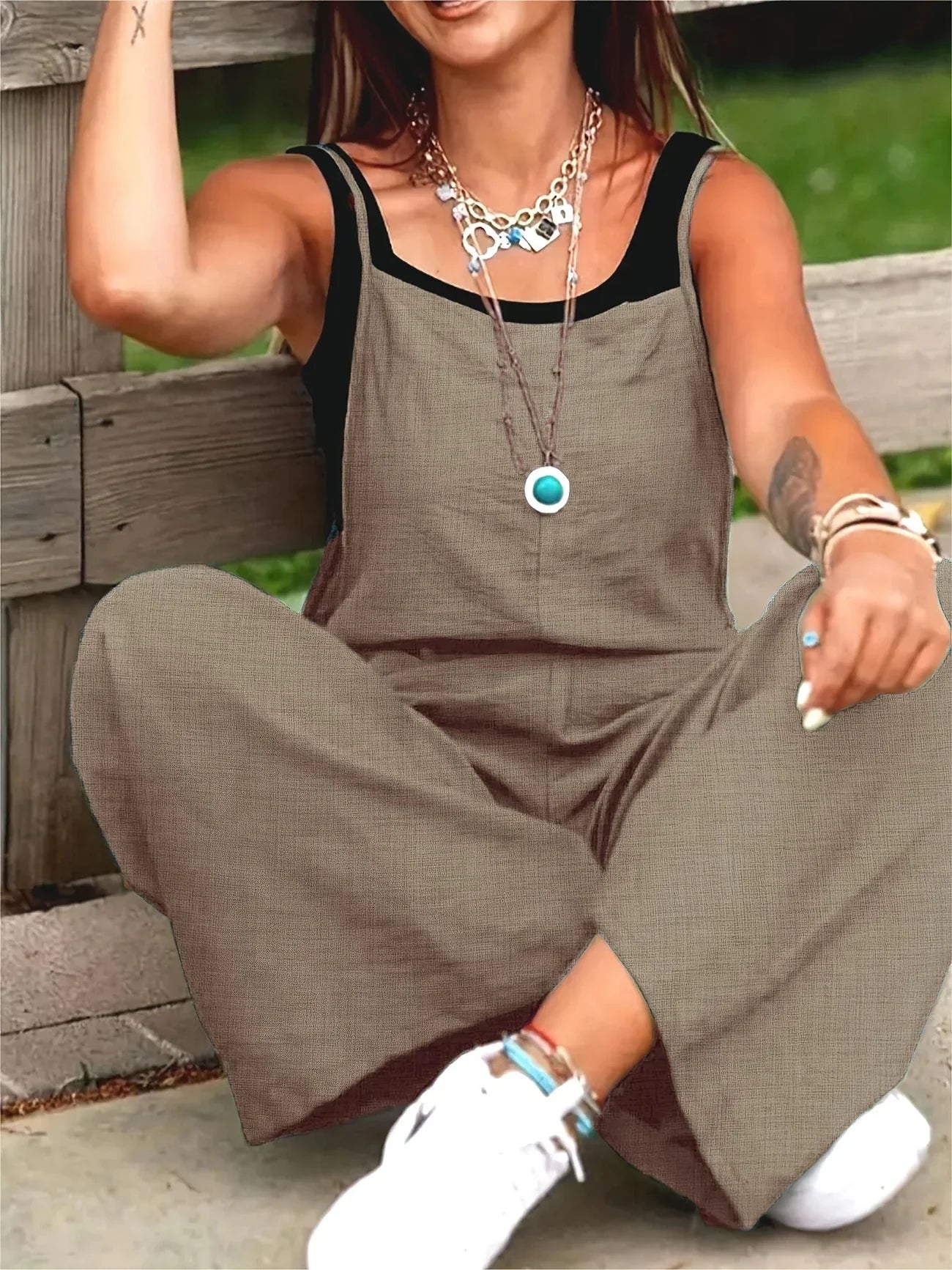 Annia™ – Weit geschnittene Jumpsuit-Latzhose mit Taschen