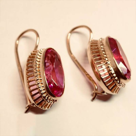 Vintage Pink Crystal Rose Ohrringe