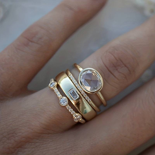 Lily - Gold & Zirkonia Ring Set