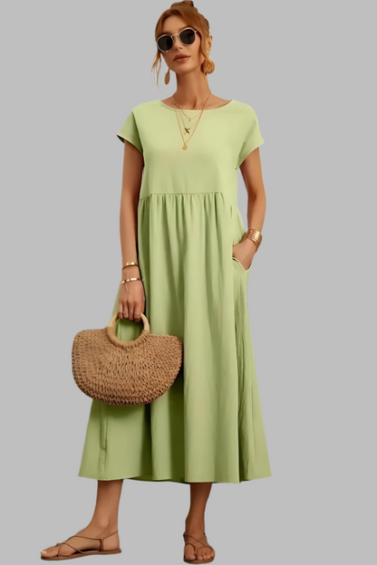 Ariana | Rundhalsausschnitt Vintage Baumwollkleid