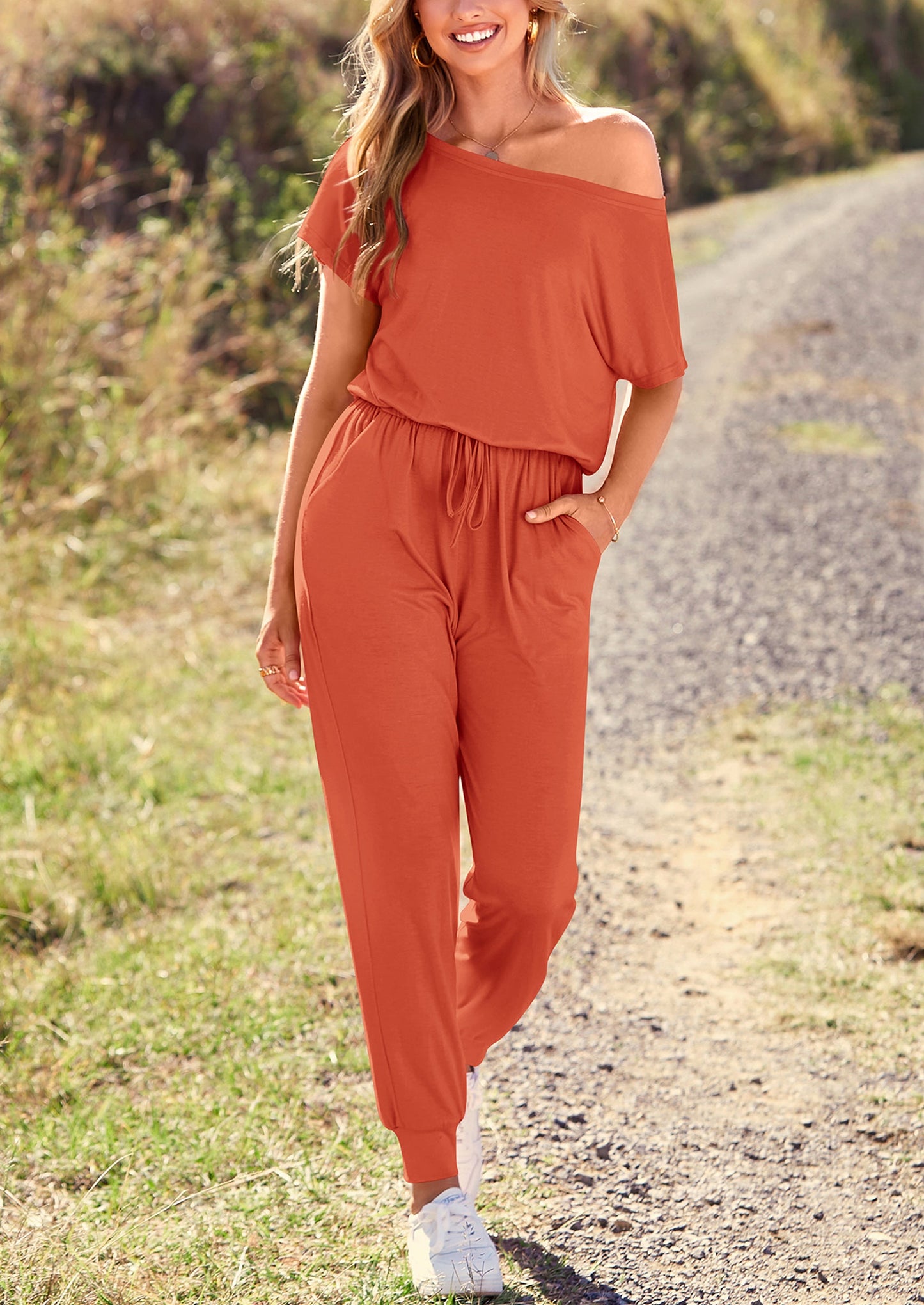 Noa shore™ – sommer jumpsuit mit off-shoulder & elastischer taille