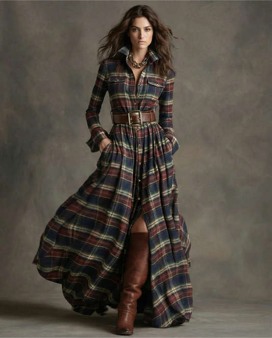 OLIVA | MAXI HEMDBLUSENKLEID IM VINTAGE-STYLE