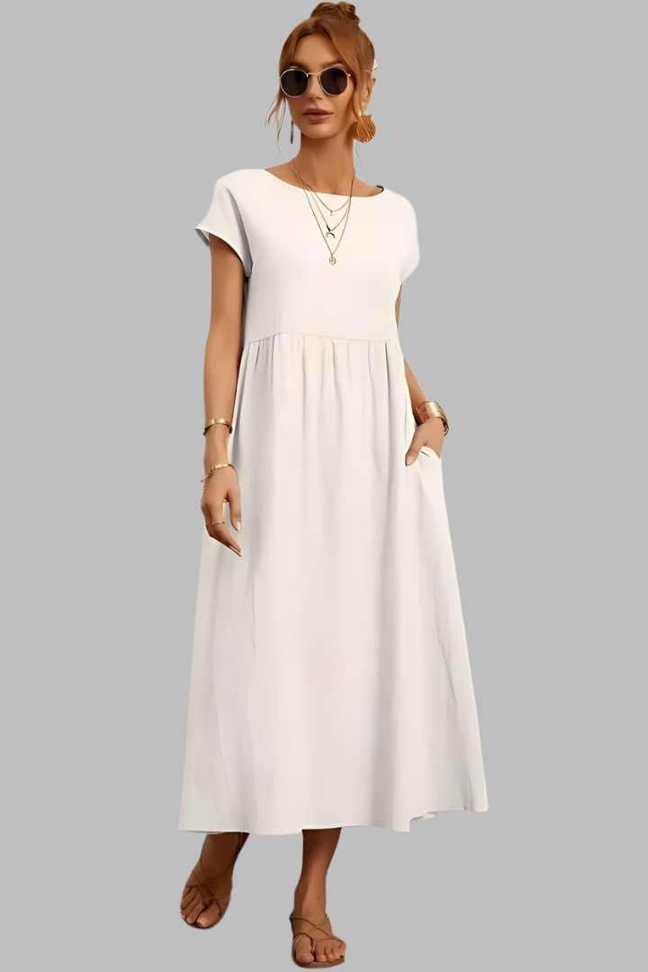 Ariana | Rundhalsausschnitt Vintage Baumwollkleid