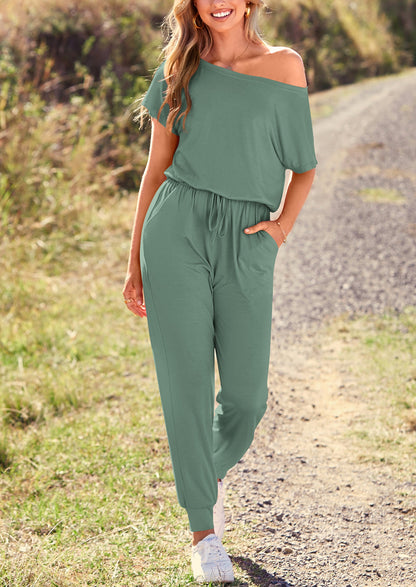 Noa shore™ – sommer jumpsuit mit off-shoulder & elastischer taille