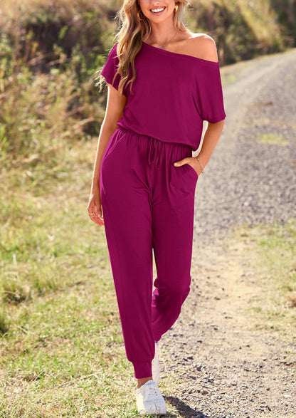Noa shore™ – sommer jumpsuit mit off-shoulder & elastischer taille