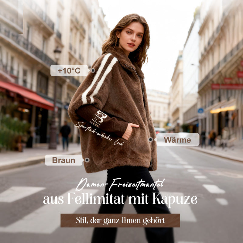 ARLENE | LUXURIÖSER PELZ-LOOK FREIZEITMANTEL MIT KAPUZE