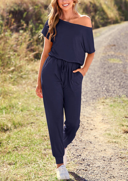 Noa shore™ – sommer jumpsuit mit off-shoulder & elastischer taille