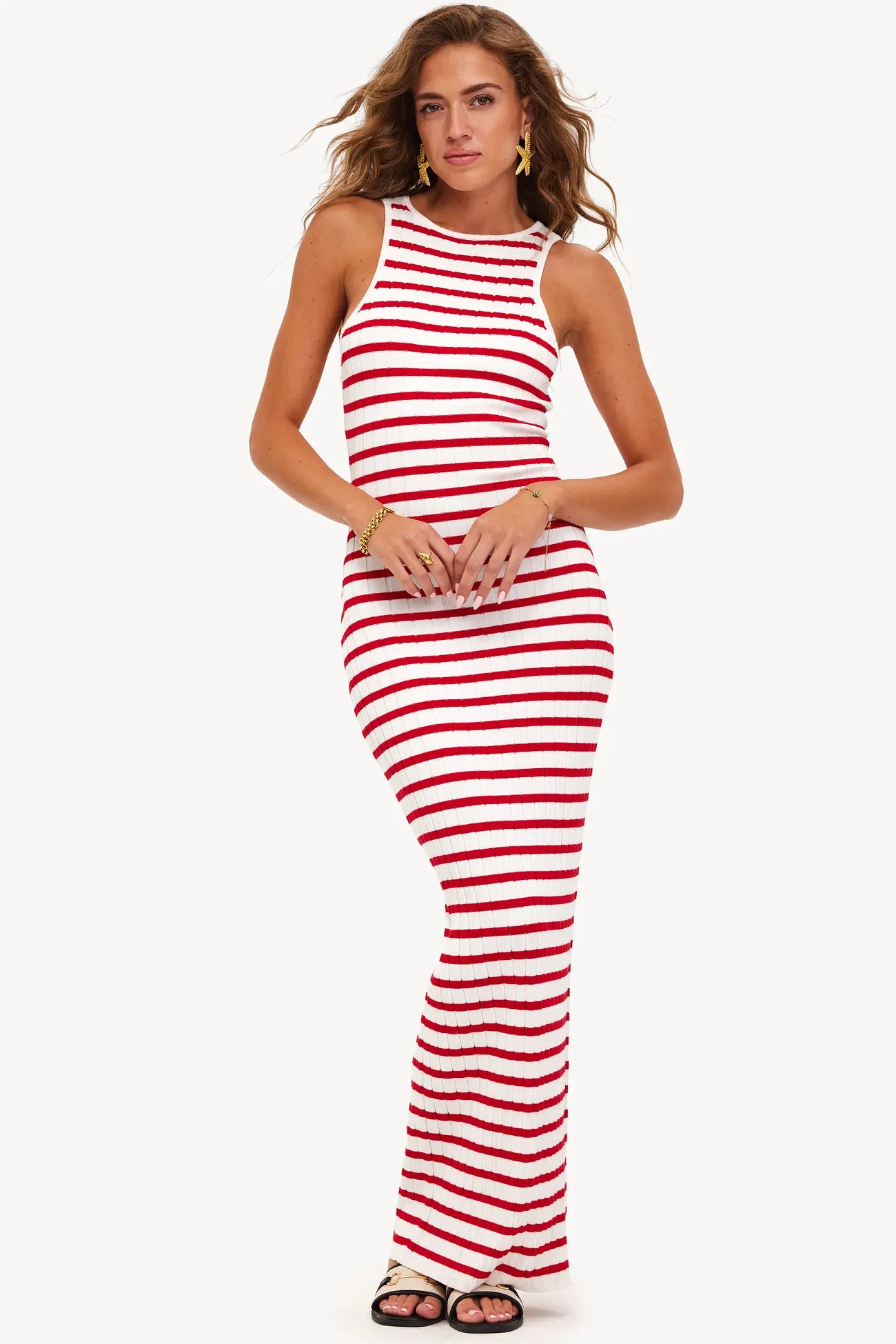 Streifen der Freiheit | Rotes Maxikleid mit Streifen