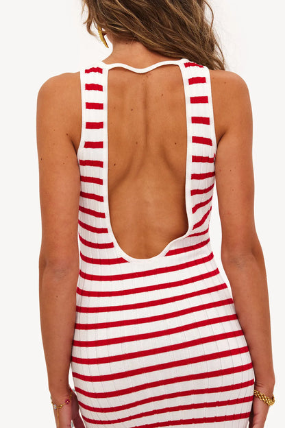 Streifen der Freiheit | Rotes Maxikleid mit Streifen