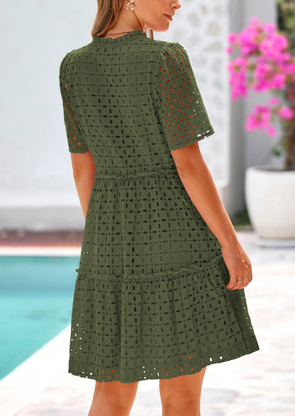 NIA - SOMMERKLEID MIT V-AUSSCHNITT & STICKEREI VERSPIELT & LUFTIG