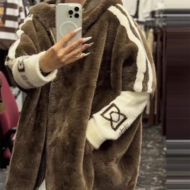 ARLENE | LUXURIÖSER PELZ-LOOK FREIZEITMANTEL MIT KAPUZE