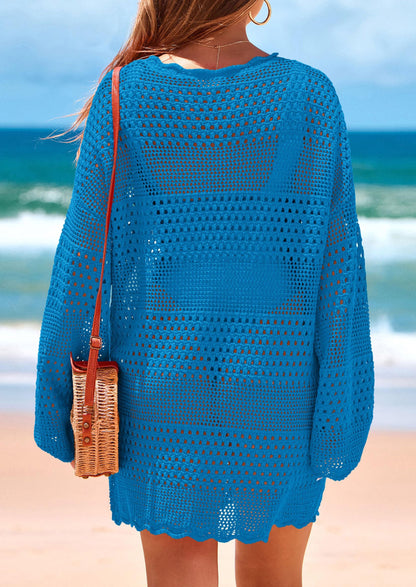 ISLA - GEHÄKELTES STRANDKLEID MIT HOLLOW-OUT-LOOK BOHO COVER-UP FÜR SOMMER & URLAUB