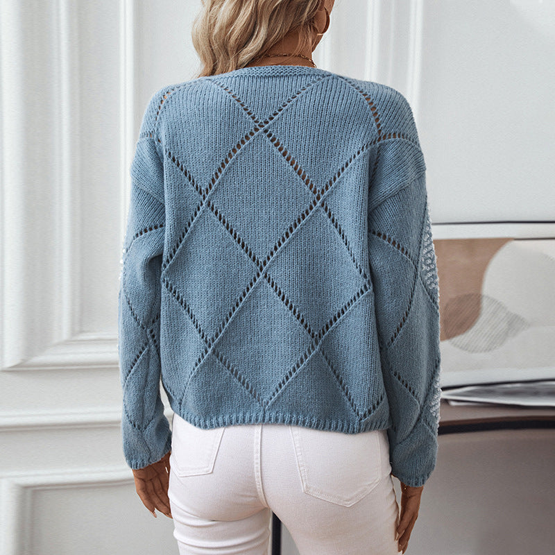 Noa | Pailletten-Hohlstrickpullover