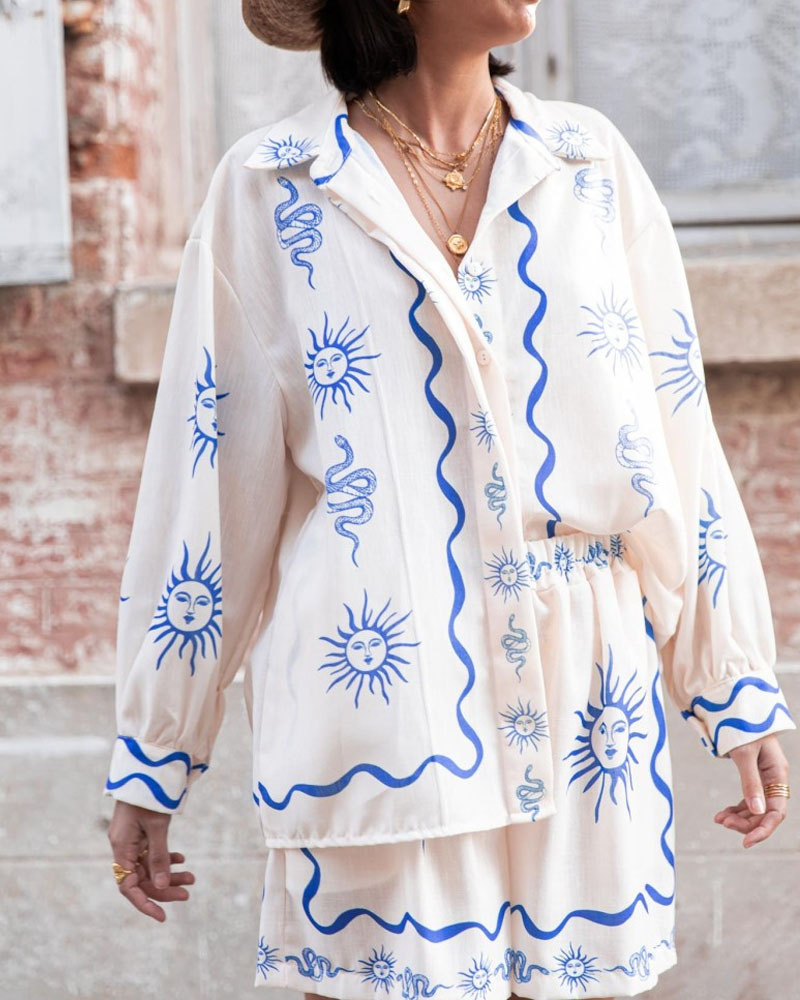 Tiffany | Langärmeliges Oberteil Und Shorts Set