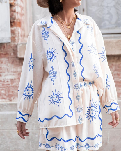 Tiffany | Langärmeliges Oberteil Und Shorts Set