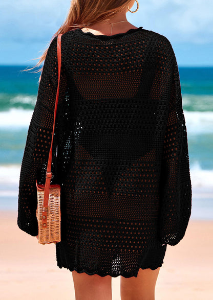 ISLA - GEHÄKELTES STRANDKLEID MIT HOLLOW-OUT-LOOK BOHO COVER-UP FÜR SOMMER & URLAUB