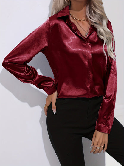 Schicke Elegante Satinbluse