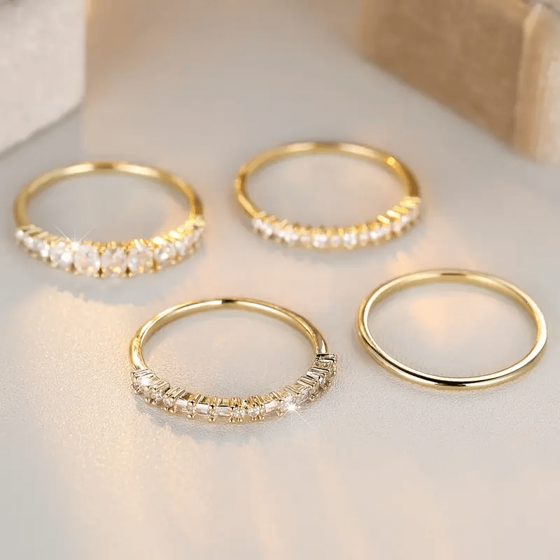 14k Goldene Zirkonia Stapelringe