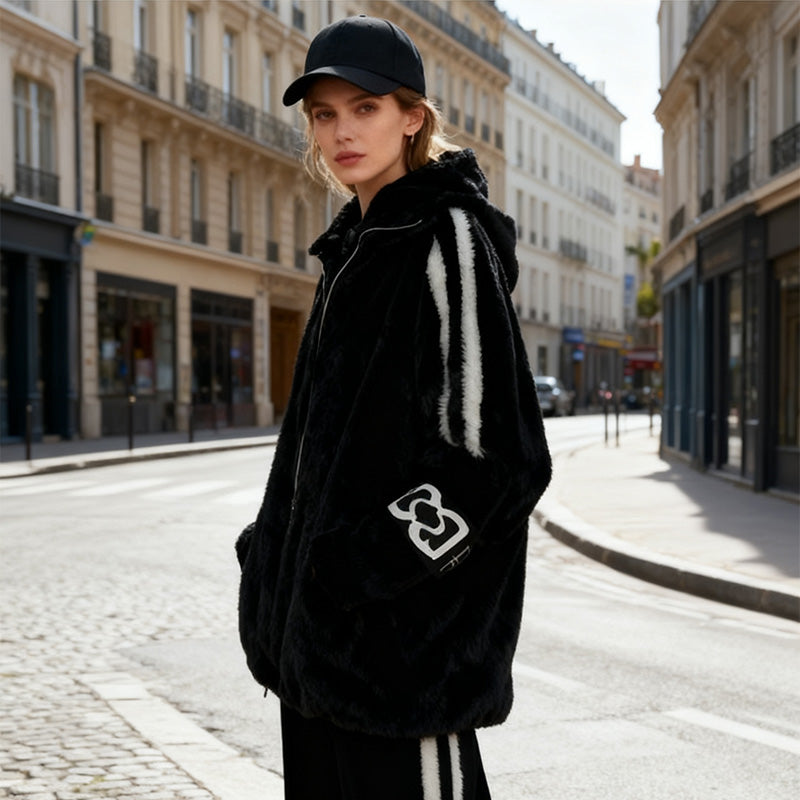 ARLENE | LUXURIÖSER PELZ-LOOK FREIZEITMANTEL MIT KAPUZE