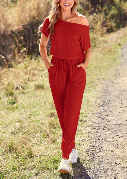 Noa shore™ – sommer jumpsuit mit off-shoulder & elastischer taille