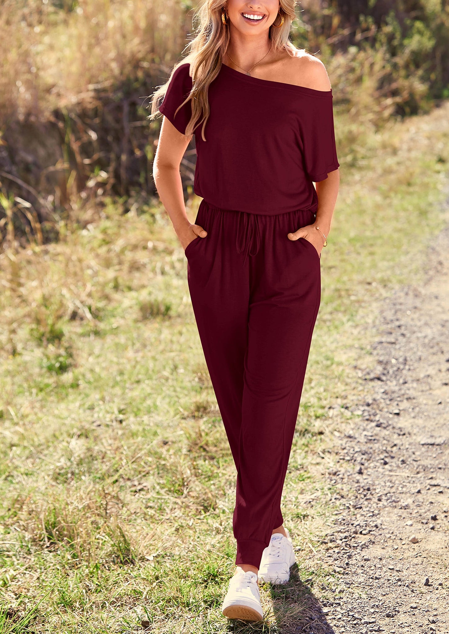 Noa shore™ – sommer jumpsuit mit off-shoulder & elastischer taille