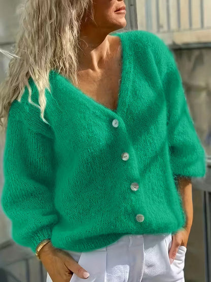 Fabiola | Langärmeliger Strickpullover Mit Knöpfen
