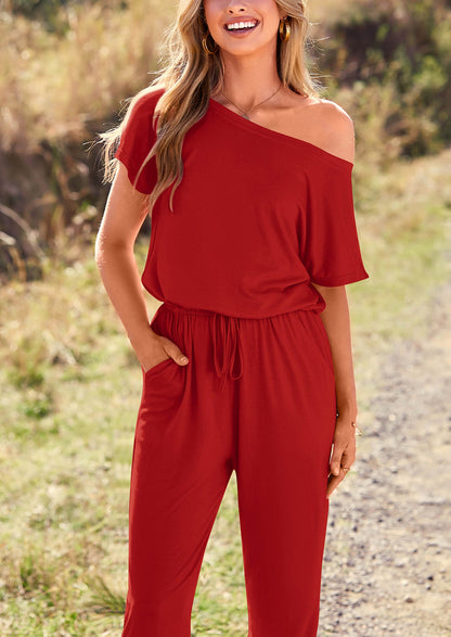Noa shore™ – sommer jumpsuit mit off-shoulder & elastischer taille