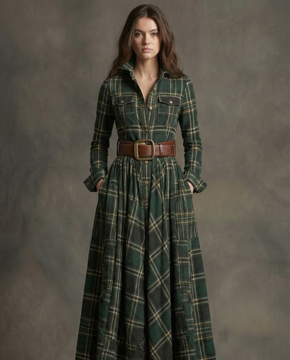 OLIVA | MAXI HEMDBLUSENKLEID IM VINTAGE-STYLE