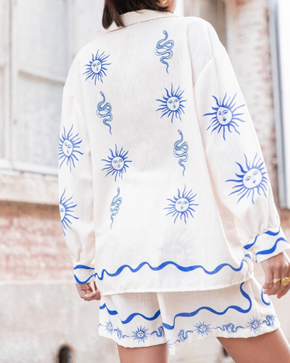 Tiffany | Langärmeliges Oberteil Und Shorts Set