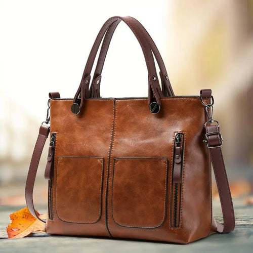 Damen Vintage Lederschultertasche