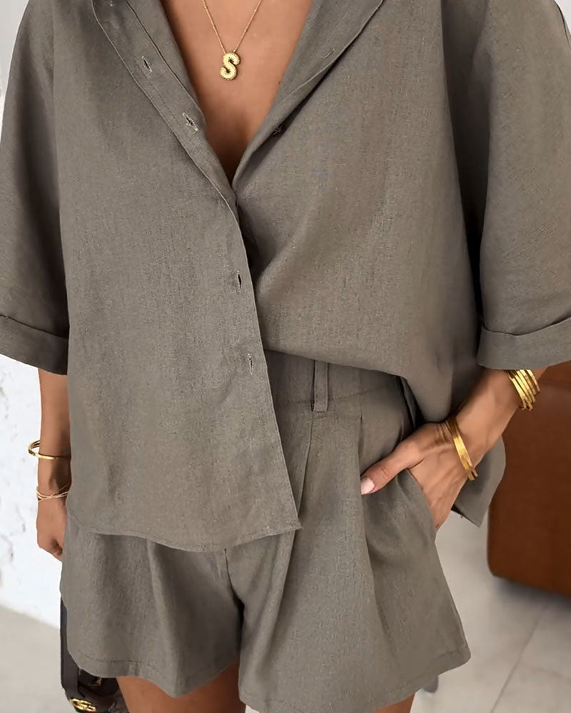 Anna | Daily Casual Lose Bluse und Shorts Set