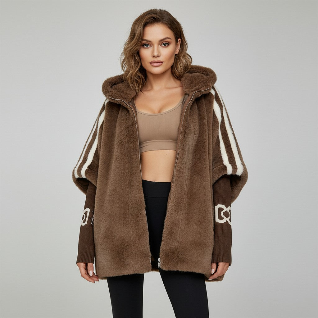 ARLENE | LUXURIÖSER PELZ-LOOK FREIZEITMANTEL MIT KAPUZE