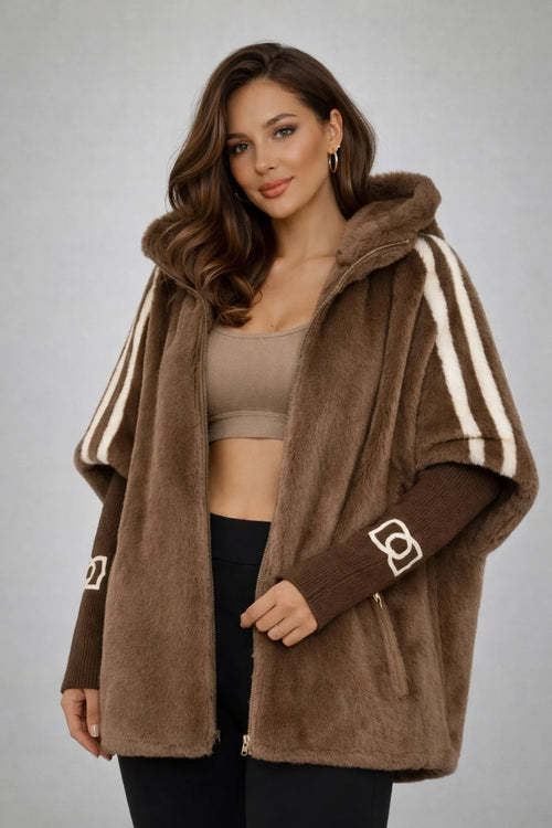 ARLENE | LUXURIÖSER PELZ-LOOK FREIZEITMANTEL MIT KAPUZE