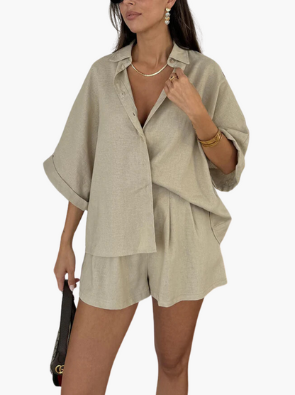 Anna | Daily Casual Lose Bluse und Shorts Set
