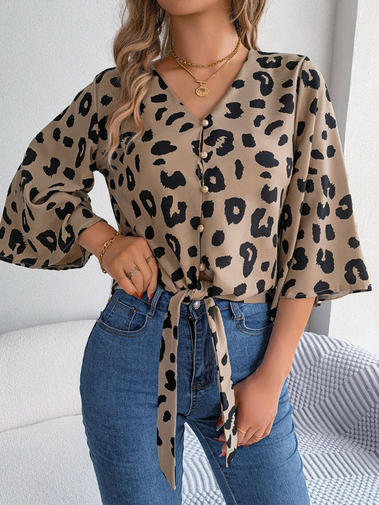 Rose| Bluse mit Muster und Schleife