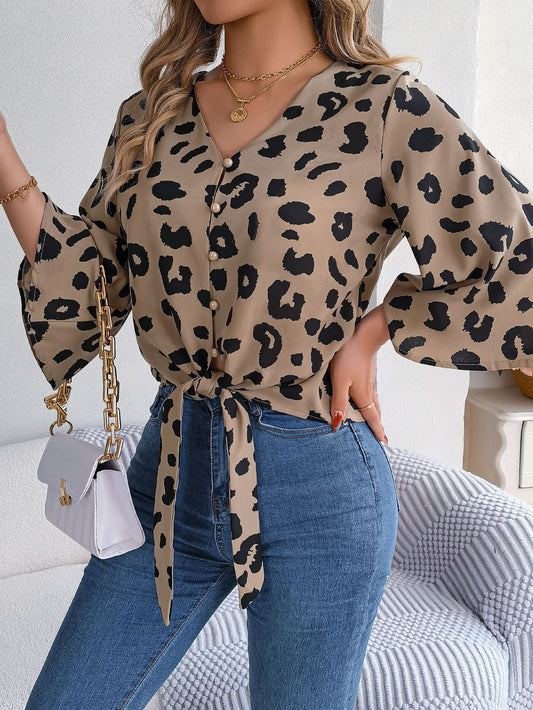 Rose| Bluse mit Muster und Schleife