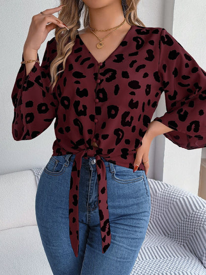 Rose| Bluse mit Muster und Schleife