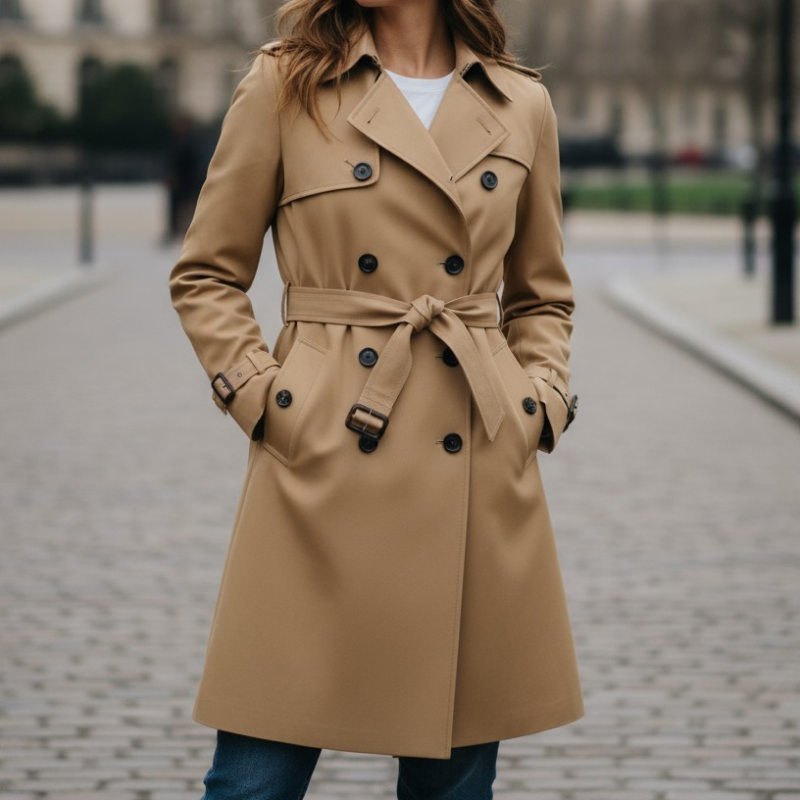 MAELLE | ZEITLOSER TRENCHCOAT IM MINIMALISTISCHEN DESIGN