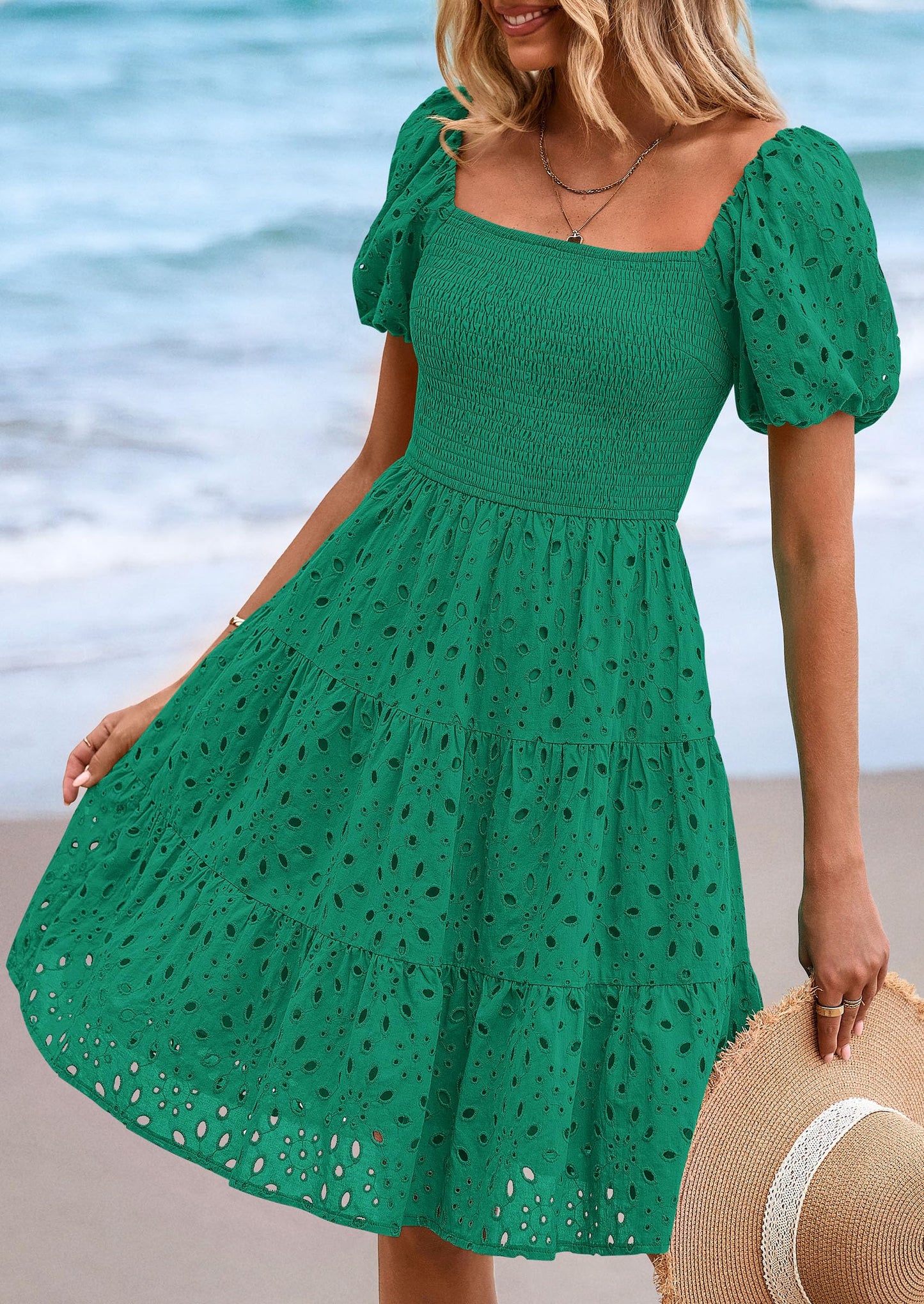 FLORE – SOMMERKLEID MIT PUFFÄRMELN & STICKEREI
