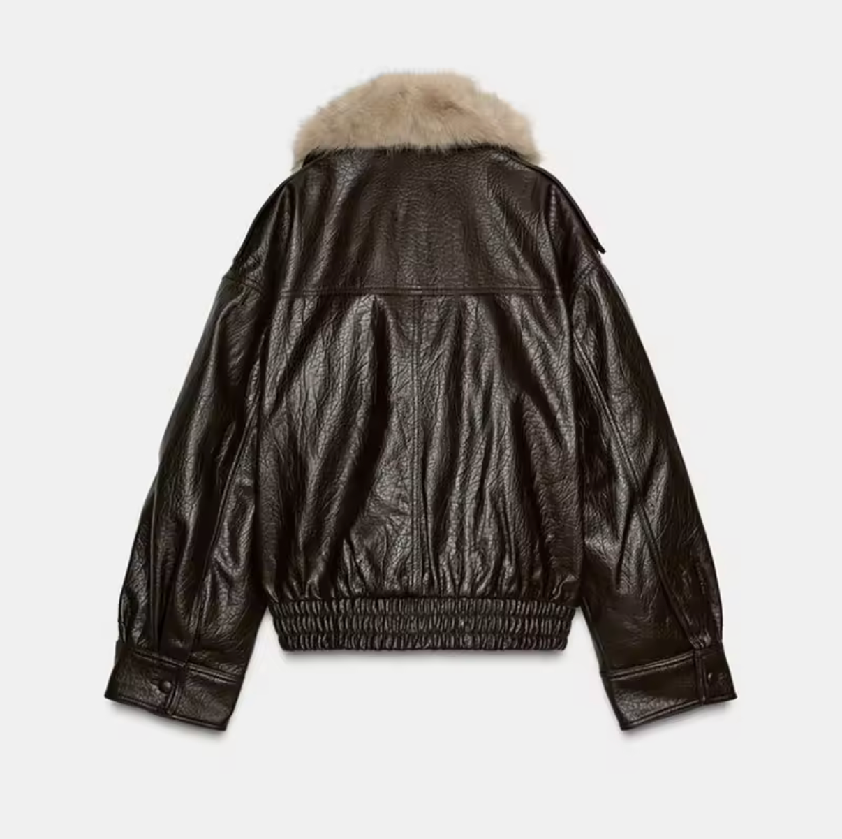 LUXE | VEGANE LEDERJACKE MIT ABNEHMBAREM FELLKRAGEN