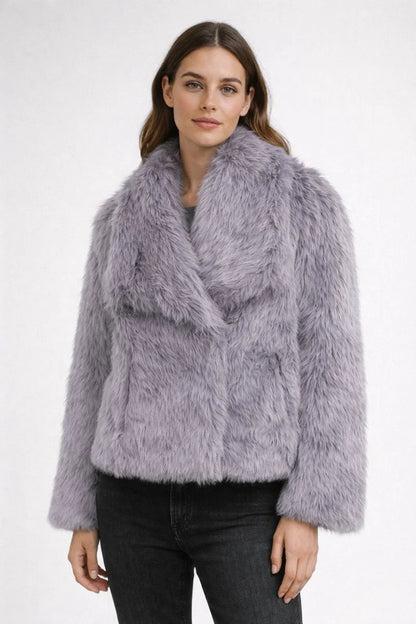 MILA | KURZER KUNSTPELZ-MANTEL IN KASCHMIR-OPTIK