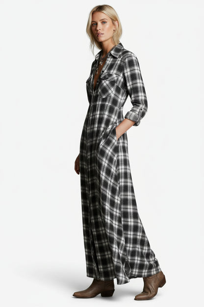 ROSA | MAXI-HEMDKLEID MIT KAROMUSTER