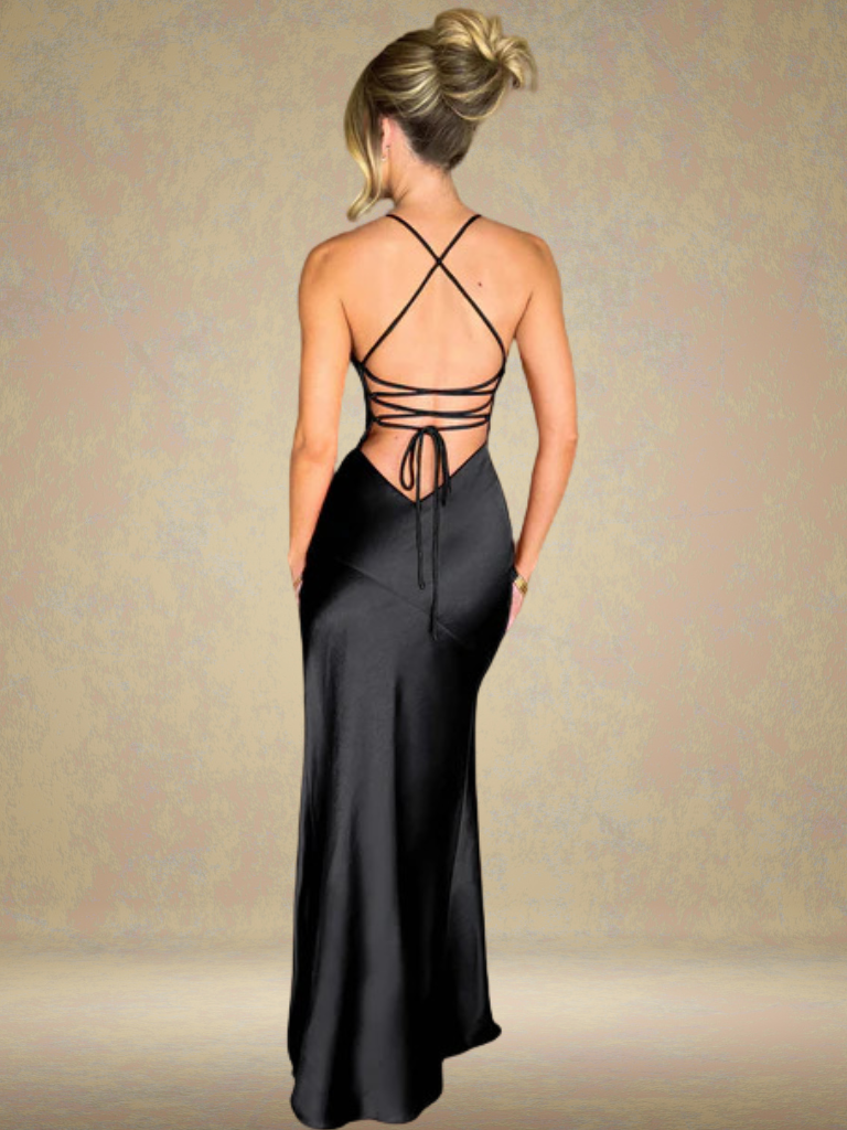 SATIN GLAM MAXIKLEID