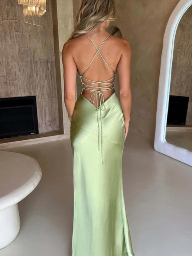 SATIN GLAM MAXIKLEID