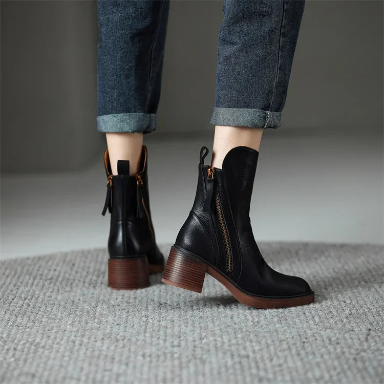 LOU | LEDEROPTIK-ANKLE BOOTS MIT REISSVERSCHLUSS