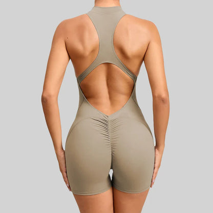Kurze Sport Overall Ärmel Turnhalle Set Frauen Yoga Kleidung Strampler Workout einteiliges Anzug Weibliche Outdoor Erholung Bodys