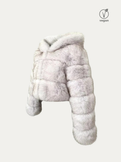 SIBERIAN | VEGANE CROPPED FELLJACKE MIT KAPUZE