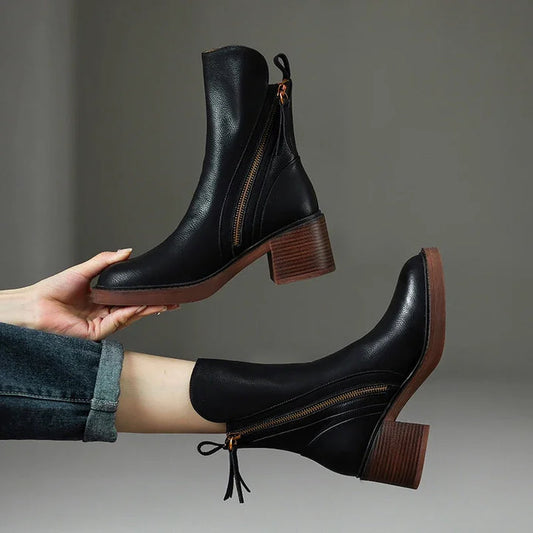 LOU | LEDEROPTIK-ANKLE BOOTS MIT REISSVERSCHLUSS